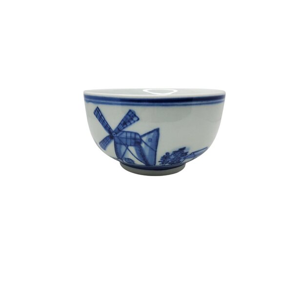 Hand-Painted Delft Blue Windmill Heavy Porcelain Bowl - Picture 1 of 7